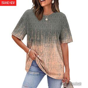 Oversized Short Sleeve T-Shirt Loose Fit Crew Neck Summer Top